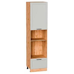 Шкаф пенал с 1-ой дверцей и ящиком под технику Нео Grey Silk/Дуб Вотан 2336*600*576