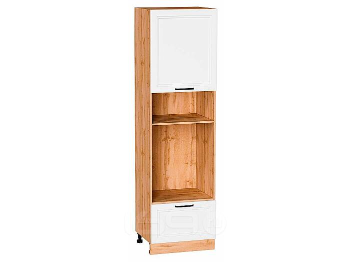 Шкаф пенал с 1-ой дверцей и ящиком под технику Нео White Silk/Дуб Вотан 2132*600*576