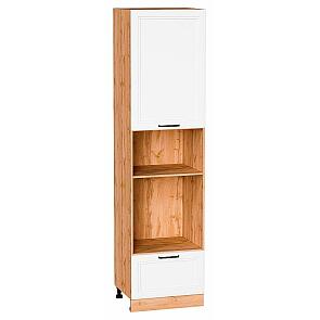 Шкаф пенал с 1-ой дверцей и ящиком под технику Нео White Silk/Дуб Вотан 2336*600*576