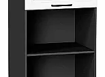 Шкаф пенал с 1-ой дверцей и ящиком под технику Нео White Silk/Graphite 2336*600*576