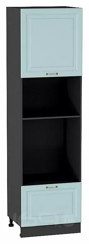 Шкаф пенал с 1-ой дверцей и ящиком под технику Ницца Голубой/Graphite 2132*600*574