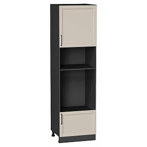 Шкаф пенал с 1-ой дверцей и ящиком под технику Сканди Cream Silkwood/Graphite 2132*600*576