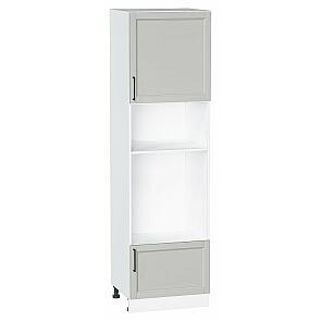 Шкаф пенал с 1-ой дверцей и ящиком под технику Сканди Grey Silkwood/Белый 2132*600*576