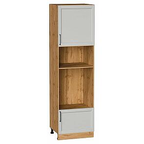 Шкаф пенал с 1-ой дверцей и ящиком под технику Сканди Grey Silkwood/Дуб Вотан 2132*600*576