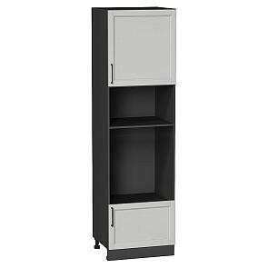 Шкаф пенал с 1-ой дверцей и ящиком под технику Сканди Grey Silkwood/Graphite 2132*600*576