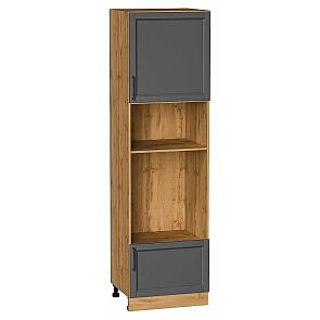 Шкаф пенал с 1-ой дверцей и ящиком под технику Сканди Stormy Silkwood/Дуб Вотан 2132*600*576