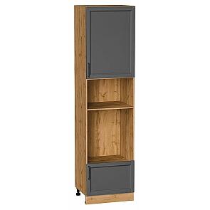 Шкаф пенал с 1-ой дверцей и ящиком под технику Сканди Stormy Silkwood/Дуб Вотан 2336*600*576