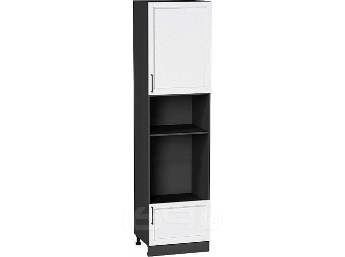 Шкаф пенал с 1-ой дверцей и ящиком под технику Сканди White Silkwood/Graphite 2336*600*576