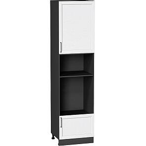 Шкаф пенал с 1-ой дверцей и ящиком под технику Сканди White Silkwood/Graphite 2336*600*576