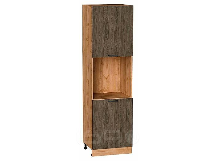 Шкаф пенал с 2-мя дверцами под технику Флэт Brown Casella Oak 2S/Дуб Вотан 2132*600*574
