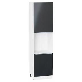Шкаф пенал с 2-мя дверцами под технику Фьюжн Anthracite Белый 2336*600*576