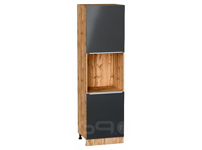 Шкаф пенал с 2-мя дверцами под технику Фьюжн Anthracite Дуб Вотан 2132*600*576