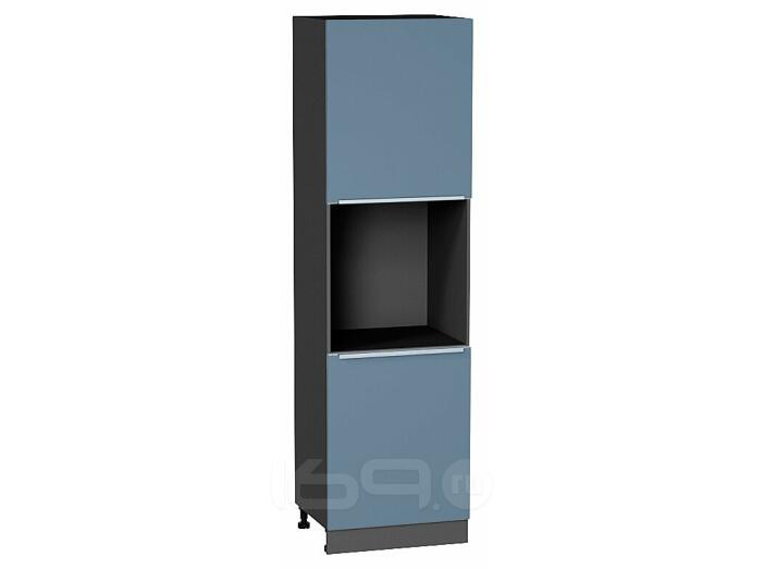Шкаф пенал с 2-мя дверцами под технику Фьюжн Silky Blue Graphite 2132*600*576