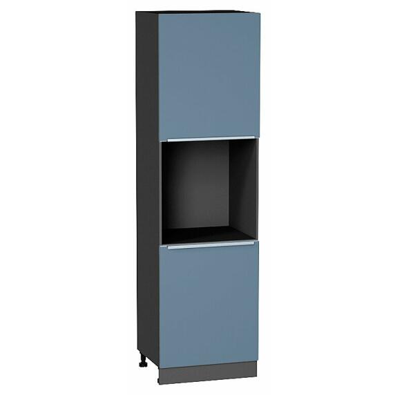 Шкаф пенал с 2-мя дверцами под технику Фьюжн Silky Blue Graphite 2132*600*576