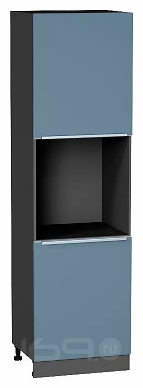 Шкаф пенал с 2-мя дверцами под технику Фьюжн Silky Blue Graphite 2132*600*576