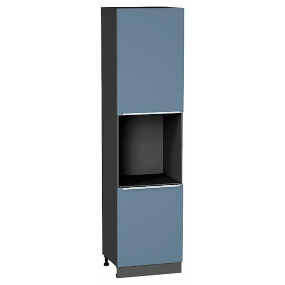 Шкаф пенал с 2-мя дверцами под технику Фьюжн Silky Blue Graphite 2336*600*576