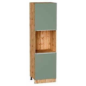 Шкаф пенал с 2-мя дверцами под технику Фьюжн Silky Mint Дуб Вотан 2132*600*576