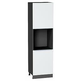 Шкаф пенал с 2-мя дверцами под технику Фьюжн Silky White Graphite 2132*600*576