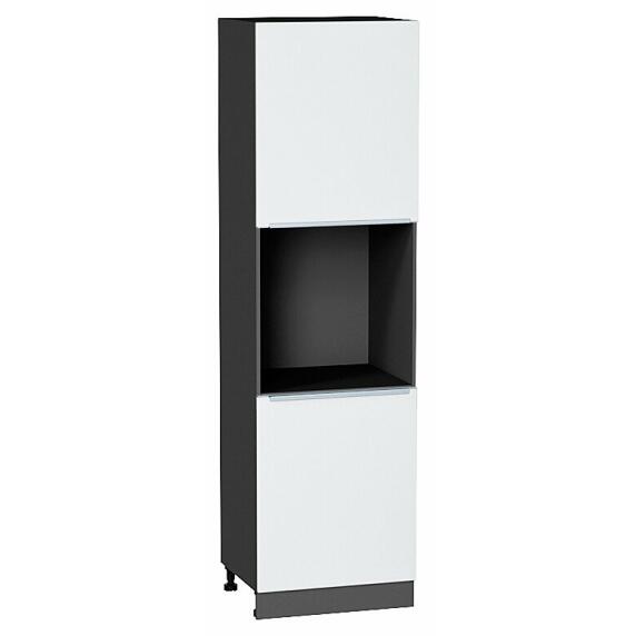 Шкаф пенал с 2-мя дверцами под технику Фьюжн Silky White Graphite 2132*600*576