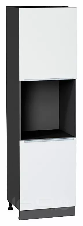 Шкаф пенал с 2-мя дверцами под технику Фьюжн Silky White Graphite 2132*600*576
