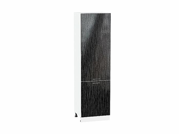 Шкаф пенал с 2-мя дверцами Валерия-М Черный металлик дождь Белый 2132*600*574