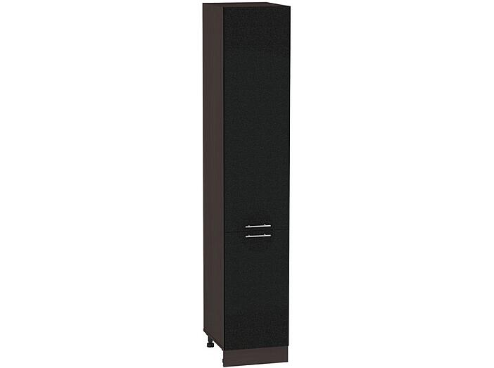 Шкаф пенал с 2-мя дверцами Валерия-М ШП 400 (для верхних шкафов высотой 720) Черный металлик-Венге