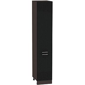 Шкаф пенал с 2-мя дверцами Валерия-М ШП 400 (для верхних шкафов высотой 720) Черный металлик-Венге