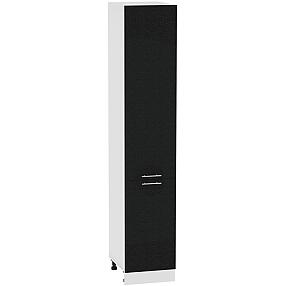 Шкаф пенал с 2-мя дверцами Валерия-М ШП 400 (для верхних шкафов высотой 720) Черный металлик-Белый