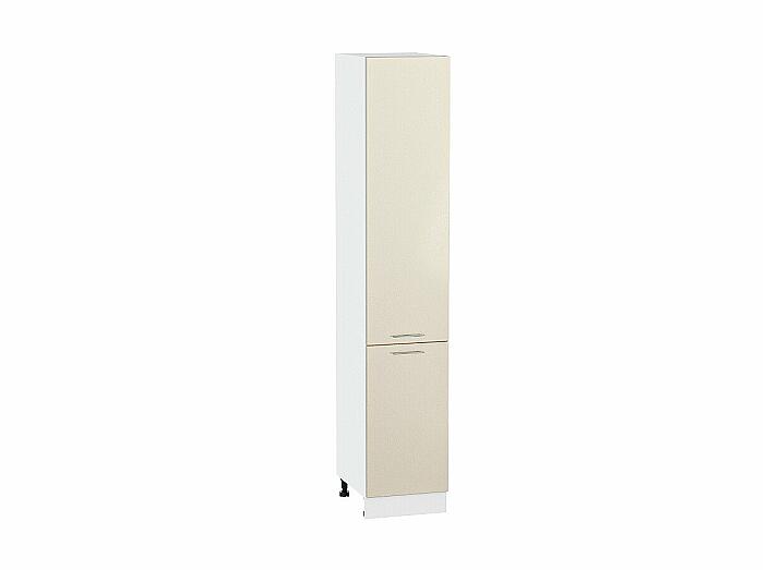 Шкаф пенал с 2-мя дверцами Валерия-М ШП 400 (для верхних шкафов высотой 720) Бежевый металлик Белый
