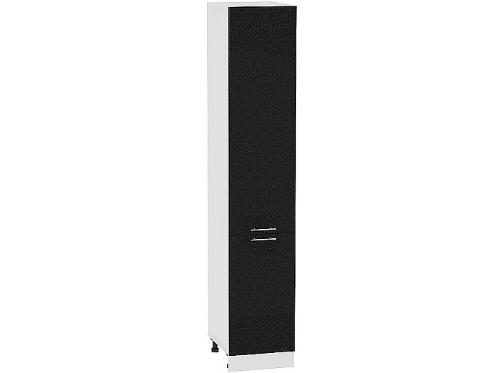 Шкаф пенал с 2-мя дверцами Валерия-М ШП 400Н (для верхних шкафов высотой 920) Черный металлик-Белый
