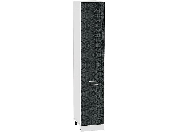 Шкаф пенал с 2-мя дверцами Валерия-М ШП 400Н (для верхних шкафов высотой 920) Черный металлик дождь-Белый