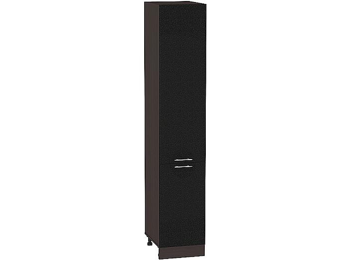 Шкаф пенал с 2-мя дверцами Валерия-М ШП 400Н (для верхних шкафов высотой 920) Черный металлик-Венге