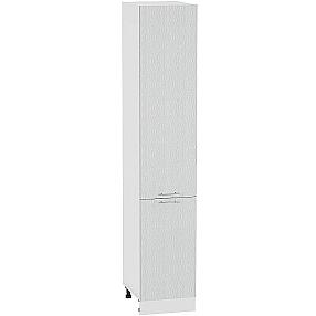 Шкаф пенал с 2-мя дверцами Валерия-М ШП 400Н (для верхних шкафов высотой 920) Серый металлик дождь светлый-Белый