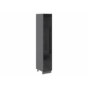 Шкаф пенал с 2-мя остекленными дверцами Черный/Graphite Полки Стекло 2336*400*578