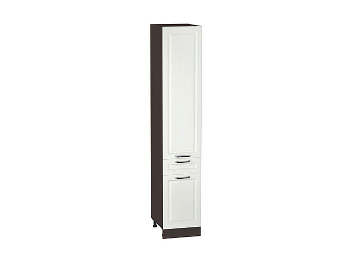 Шкаф пенал с дверцами и 1-м ящиком Прага ШП 401 (для верхних шкафов высотой 720) Белое дерево-Венге