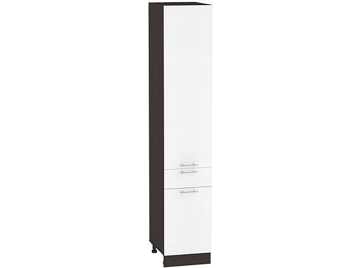 Шкаф пенал с дверцами и 1-м ящиком Валерия-М ШП 401 (для верхних шкафов высотой 720) Белый металлик-Венге