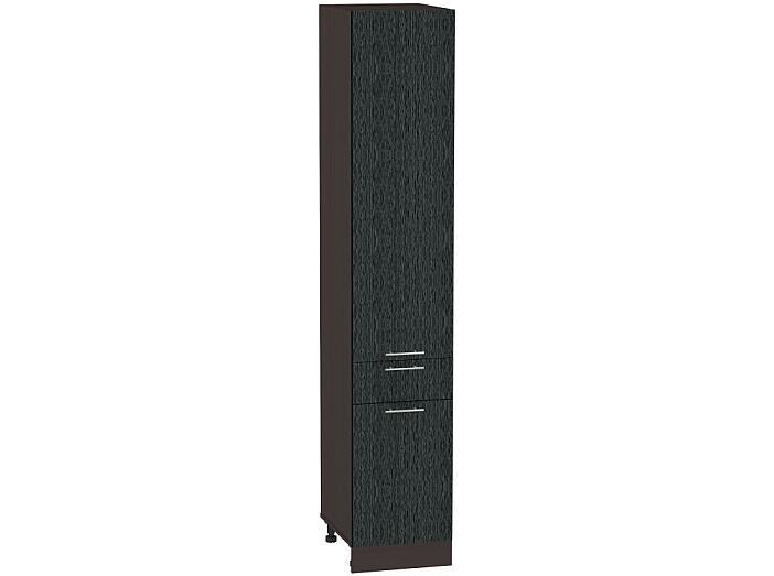 Шкаф пенал с дверцами и 1-м ящиком Валерия-М ШП 401 (для верхних шкафов высотой 720) Черный металлик дождь-Венге