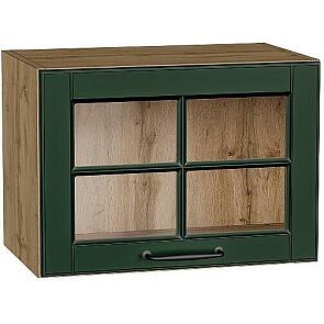 Шкаф верхний горизонтальный остекленный Дублин Special Green/Дуб Вотан 358*500*318