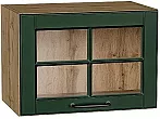 Шкаф верхний горизонтальный остекленный Дублин Special Green/Дуб Вотан 358*500*318