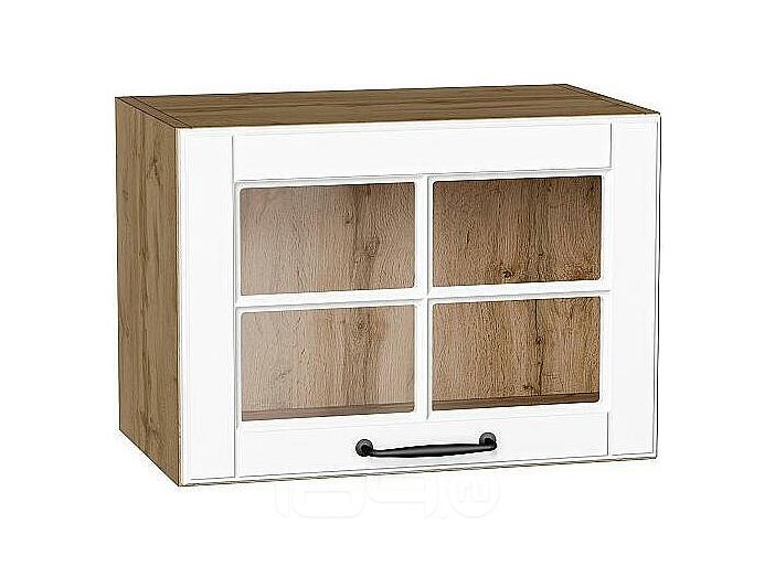 Шкаф верхний горизонтальный остекленный Дублин Special White/Дуб Вотан 358*500*318
