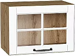 Шкаф верхний горизонтальный остекленный Дублин Special White/Дуб Вотан 358*500*318