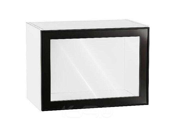 Шкаф верхний горизонтальный остекленный Эйр Black Silk/Белый 358*500*320