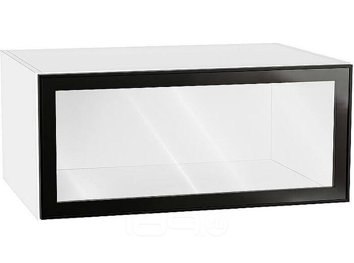Шкаф верхний горизонтальный остекленный глубокий Эйр Black Silk/Белый 358*800*576