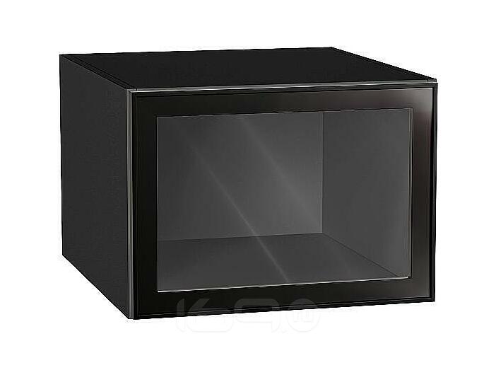 Шкаф верхний горизонтальный остекленный глубокий Эйр Black Silk/Graphite 358*500*576