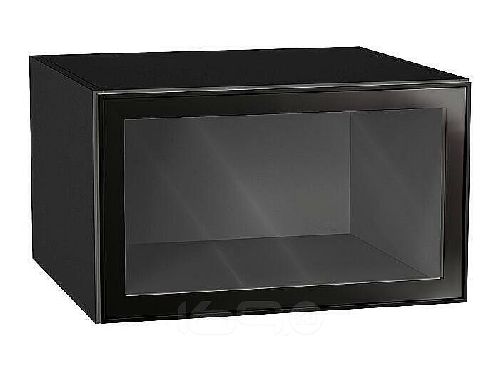 Шкаф верхний горизонтальный остекленный глубокий Эйр Black Silk/Graphite 358*600*576