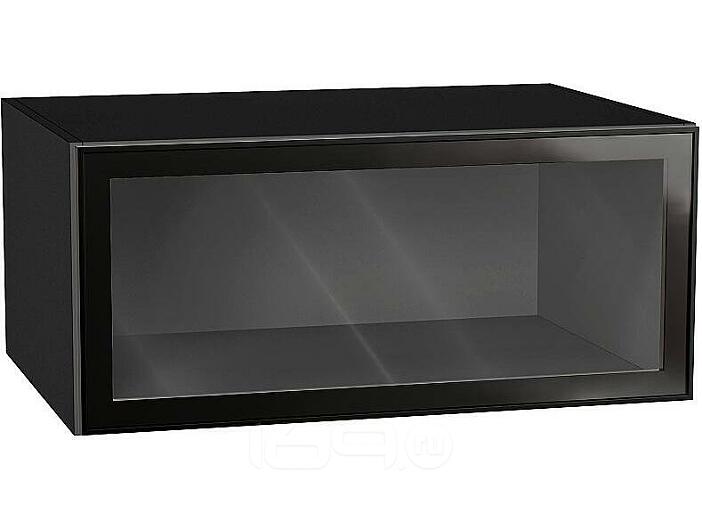 Шкаф верхний горизонтальный остекленный глубокий Эйр Black Silk/Graphite 358*800*576