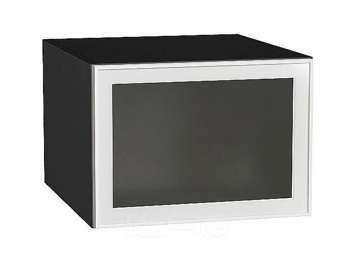 Шкаф верхний горизонтальный остекленный глубокий Эйр White Silk/Graphite 358*500*576
