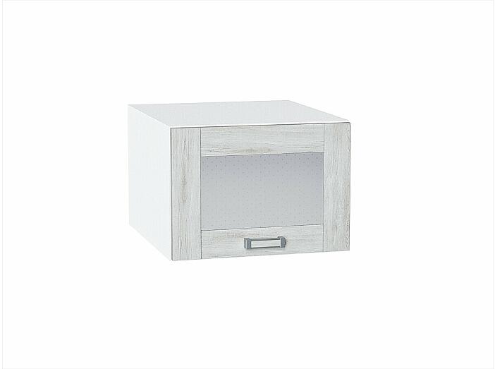 Шкаф верхний горизонтальный остекленный глубокий Лофт Nordic Oak/Белый 358*500*576