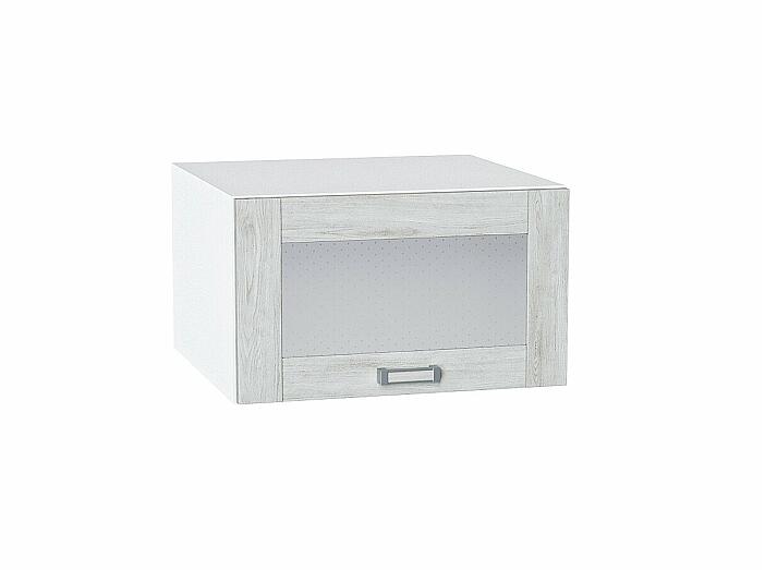 Шкаф верхний горизонтальный остекленный глубокий Лофт Nordic Oak/Белый 358*600*576