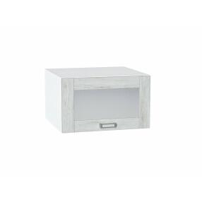 Шкаф верхний горизонтальный остекленный глубокий Лофт Nordic Oak/Белый 358*600*576